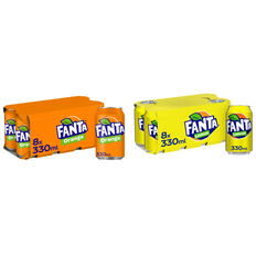 Fanta bundle orange and lemon soft drink carbonated 16 cans 330ml each free deli