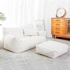 Double Stuffed Animal Bean Bag Storage Chair, (NO Filler) Bean bag Cover Living Room Furniture for Bedroom, Living Room, Apartment 115 x 74 x 63cm,white