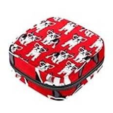 Period Kit Bag for Girls Women Ladies, French Bulldog Dog Sanitary Napkin Disposal Bags, Large Capacity Zipper Menstrual Pad Pouch