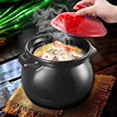 YISUPP Healthy Ceramic Stockpot, Stovetop Ceramic Cookware, Upgrade Nutrition and Delicious Cooking Clay Pot Kitchen Cookware withLid Easy to Clean Pot,black-6L