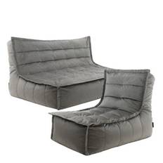 Icon Kota Velvet Xl Bean Bag Sofa & Lounger Set Grey Bean Bag Chair - One Size