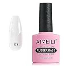 AIMEILI 5 in 1 Rubber Base Gel For Nails, Sheer Color Gel Nail Polish UV LED Soak Off, Elastic Rubber Base Coat Nail Strengthener Nail Rhinestones Glue Gel - (578) 10ml