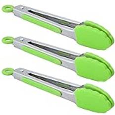HINMAY Mini Tongs with Silicone Tips 7 Inch Small Cooking Tongs, Set of 3 (Green) HINMAY Mini Tongs with Silicone Tips 7 Inch Small Cooking Tongs, Set of 3 (Green)