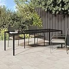 Lechnical Black Garden Table, 250 x 100 x 75 cm, Tempered Glass and Polyrattan, Furniture, Garden Furniture, Garden Tables (SPU:316726)
