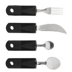 4x parkinsons utensils rubber nonslip handle stainless steel spoon fork zok xxa