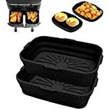 4pcs Foldable Silicone Air Fryer Liners Double Basket, Collapsible Silicone  Pot For Ninja Dual Air Fryer With Reusable Silicone Baking Mat For Air Fry