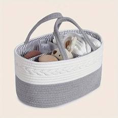 Grey Woven Diaper Storage Bag, Diaper Caddy Organizer, Christmas Halloween Thanksgiving Day Easter New Year's Gift