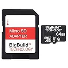 BigBuild Technology 64GB Ultra Fast 80MB/s microSDXC Memory Card For Samsung Galaxy Tab A, A7, A7 Lite, A8, Active Pro, Active3 Tablet
