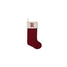 MFT St Nicholas Square 21-inch Monogram Embroidered Initial cable Knit Red christmas Holiday Stocking Letter R