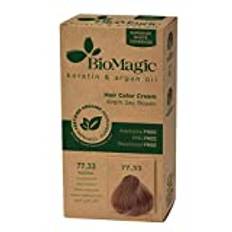 BioMagic Permanent Hair Color, Keratin & Argan Oil Line, Ammonia FREE Hair Dye, Contains Certified Organic Ingredients, Hair Coloring for a Natural Look (77.33 Deep Golden Blonde)