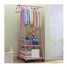 XJing-478 Coat Rack Freestanding Clothes Rack Floor Hanger Stand Storage Wardrobe Hat Stand Bedroom Furniture Multifunctional Clothes Rack Easy to Assemble Entry-way Hat Hanger(Pink)