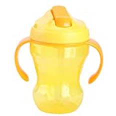 260ml Baby Sippy Cup Toddlers Water Drinking Cup Double Handle Straw Trainer Cup Non Slip Leakproof Water Infant Learner Transition Cups Children's Summer Water Bottle(Yellow)