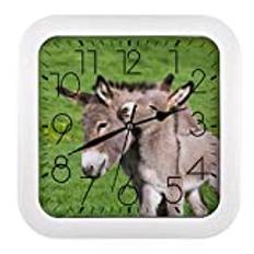 Donkey Square Wall Clock Non-Ticking Battery Operated For Home Office School 26x26cm