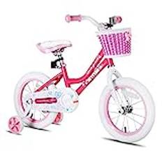 JOYSTAR 14 Inch Girls Bike Toddler Bike for 3 4 5 Years Old Girl 14" Kids Bikes for Ages 3-5 yr with Training Wheels and Basket Children's Bicycle in Fuchsia