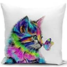 KUNQIAN Cat Cushion Cover Cat Gifts for Women for Cat Lovers Pillow Cover Decor Home Livingroom Couch Bed Sofa Decorate Throw Case 18"x18"