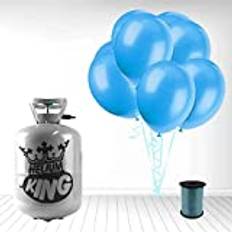 Disposable Helium Gas Cylinder with 30 Baby Blue Balloons and Curling Ribbon included
