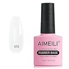 AIMEILI 5 in 1 Rubber Base Gel For Nails, Sheer Color Gel Nail Polish UV LED Soak Off, Elastic Rubber Base Coat Nail Strengthener Nail Rhinestones Glue Gel - (572) 10ml