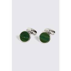 Jade Stone Round Cufflinks - Green - ONE