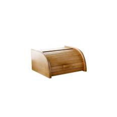 Wooden Bread Bin with Roll Top or Drop Down Door Box for Storage Loaf Kitchen 24 types (Large, Brown)