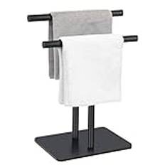Square T-Shape Hand Towel Holder 2-Tier - Free Standing Hand Towel Rack for Bathroom or Kitchen Countertops, with SUS304 Stainless Steel Matte Black Finish,Minimalist Style