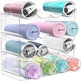 2 Packs Stackable Water Bottle Organizer for Cabinet. Water Bottle Holder  Rack for Kitchen Fridge and Pantry Organizer Storage, For Tumbler Travel  Cup,Blender Bottle, Thermoos, Metal, White