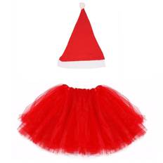 Red santa hat tutu costume kids ladies girls christmas party fancy dress lot uk