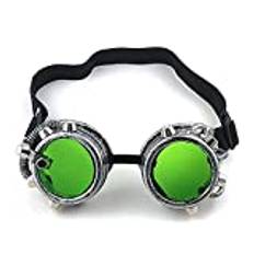 Unisex Steampunk Victorian Style Goggles with Spike Colored Lenses Glasses (green, One size)