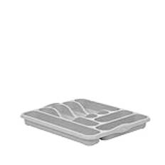 JMS we create smile 7 Compartments Plastic Cutlery Tray Kitchen Storage Draw Organizer Rack (Soft Grey)