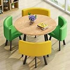 Round Dining Table Set for 4 - Business Conference Room Coffee Table Set - Office Reception Club Negotiation Chairs - Space-Saving Furniture