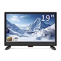 ZOSHING 19 inch Full HD 1080P LED TV,19 inch small tv with Digital T2 Tuner Freeview Receive,HDMI.USB slot,12 Volt charger cable for Small Lounge Kitchen Campervan(Full Viewing Angle)