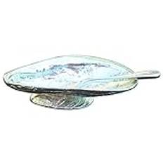 Fine Pewter Mussel on Mussel Shell Salt Bowl With Salt Spoon, Handcast In Pewter by William Sturt