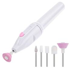 Electric Nail File, Electric Manicure Pedicure Nail Drill Set, 5 In 1 Electric Nail File, Grinder Grooming Personal Manicure And Pedicure Nail Art Tools - White