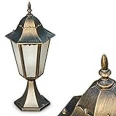 Outdoor lamp Hong Kong Frost, bollard light in antique look, cast aluminium in brown/gold with frosted glass panes, path light 49 cm, retro/vintage garden lamp, E27 socket, IP44, without bulbs