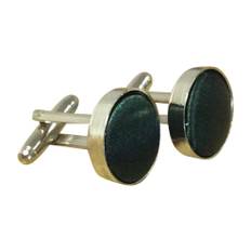 (Dark Green) Sock Snob - Mens Formal Colourful Round Satin Cufflinks