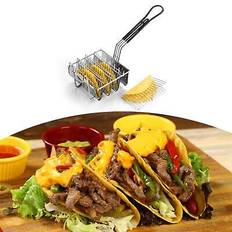 Taco shell deep fryer basket with grip handle 4 grid