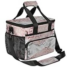 TropicalLife Marble Leopard Print Lunch Bag 17L Large Picnic Lunch Bags with Shoulder Strap Insulated Waterproof Cooler Lunch Box for Work School BBQ
