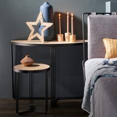 Finn Black Frame Side Table - Gillmore Space - Dark Stone