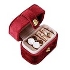 VALINK Travel Jewelry Ring Case, Multifunctional Mini Travel Jewelry Case,Small Jewelry Ring Box,Ring Holder for Travel,Wedding,Bridesmaid Gift Dark Red