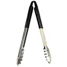 Hygiplas Pro-Grade Kitchen Serving Tongs 300mm, Black Colour Coded - General Use, Stainless Steel, Vinyl Coated Handles | CB153