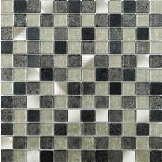 Glass & Mixed V Globe Fuse Glass/ Metal Mix Mosaic Wall 23x23mm (30x30cm): Mixed Gloss Glass Mosaic Wall