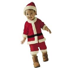 Kids deluxe santa suit christmas santa clauses costume santa hat dress/top pants