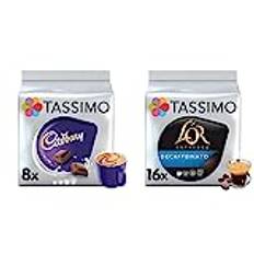 Tassimo Cadbury Hot Chocolate Pods x8 (Pack of 5, Total 40 Drinks) & L'OR Espresso Decaffeinato Coffee Pods x16 (Pack of 5, Total 80 Drinks)