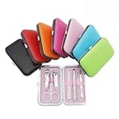 Manicure Set, 7pcs Nail Clippers Pedicure Kit Nail Care Kit Manicure Professional Tools Gift for Men Women Friends and Parents Red Green Blue Pink Rose Red Black Orange (pink)