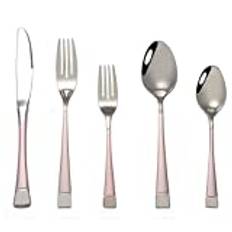 LCCDSD Flatware sets 5pcs Dinnerware Steak Knife Fork Coffee Spoon Chopstick Dessert Knife Ice Spoon 304 Solid Stainless Steel Cutlery Set (Color : Pink, Size : 4pcs)