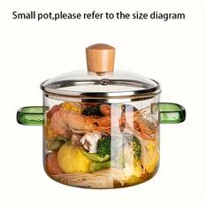1pc High Borosilicate Glass Stew Pot, Household Transparent Pot, Large Capacity Bread Pot, Suitable For Cooking Soup, Bread, Cooking Curry, Winter Silver Soup - Yellow