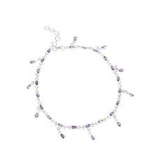 925 solid sterling silver faceted purple amethyst anklet b