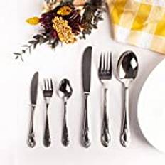 Franquihogar - Cutlery Set 18/10 Polished Stainless Steel, 36-Piece Cutlery for 6, Catering - Spoon, Knife, Fork, Teaspoon and Dessert Knife, Dessert Knife - Tuscany 1280