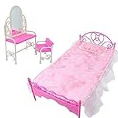 Fat-catz-copy-catz Fashion Pink Bed Dressing Table & Chair Set For 11.5" Dolls Bedroom Furniture