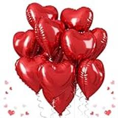 Red Heart Balloons, 18 Inch Red Heart Foil Balloons Large Red Foil Balloons Helium for Valentine's Day Party Decoration Red Heart Shape Mylar Balloons for Valentines Day Birthday Wedding Bridal