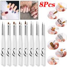 8pcs acrylic brush set uv poly gel nail art brush dotting tool pen set uk seller